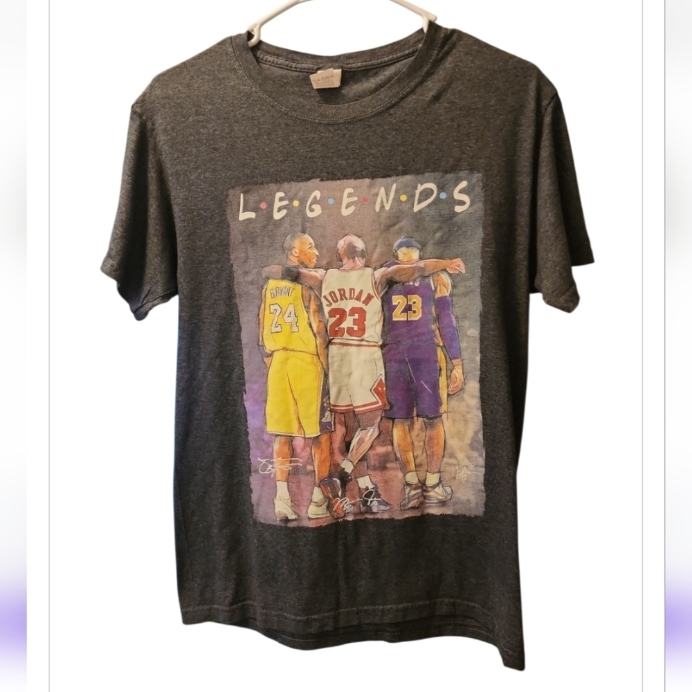 Kobe Bryant Michael Jordan Lebron James Legends Friends Gray T-shirt Small
